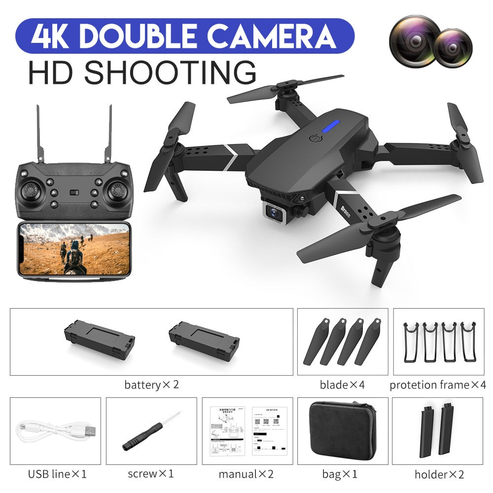 E88Pro-Dron 4K profesional con cámara HD gran angular de 2022 P.