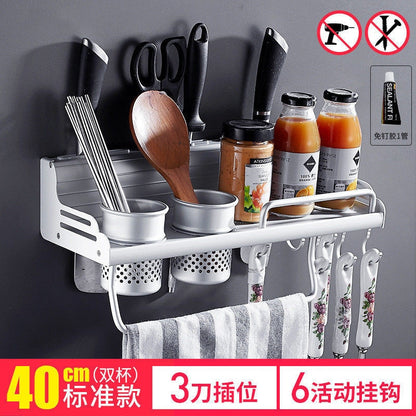 Estante organizador de cocina multifuncional de 40/50cm, soporte para cuchillos, palillos, almacenamiento, accesorios para el hogar, montado en la pared, sin perforaciones