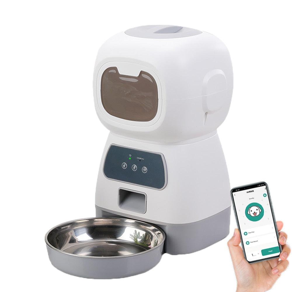 Alimentador automático para mascotas, fuente de bebida automática de 3,5 l, dosificador inteligente temporizado con aplicación WiFi.