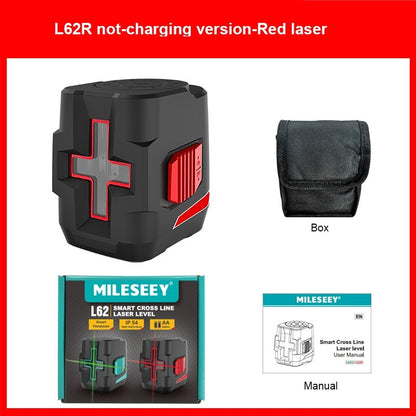 MiLESEEY-nivel láser L52R L62 360, herramienta de nivelación de 2 líneas con batería y trípode.