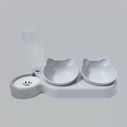 Dispensador automático de agua para gatos y perros, cuenco con soporte elevado para beber, plato doble