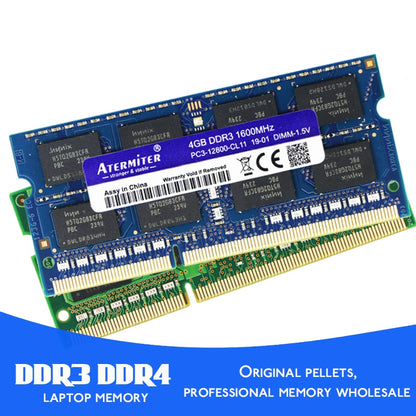 Atermiter-memoria Ram DDR3 DDR4 PC3 PC4, 16GB, 8GB, 4GB, para portátil, 1066, 1333MHz, 1600, 2400, 2666, 2133, DDR3L, Sodimm