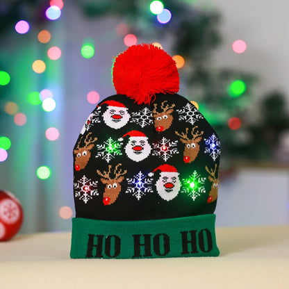 ¡A la venta! Gorro navideño de punto con luz LED para niños y adultos, gorro cálido iluminado, decoración navideña de Año Nuevo, 2023.