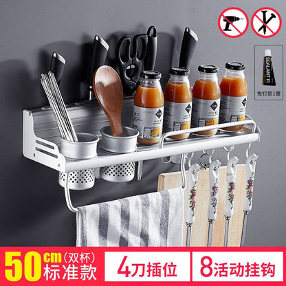 Estante organizador de cocina multifuncional de 40/50cm, soporte para cuchillos, palillos, almacenamiento, accesorios para el hogar, montado en la pared, sin perforaciones