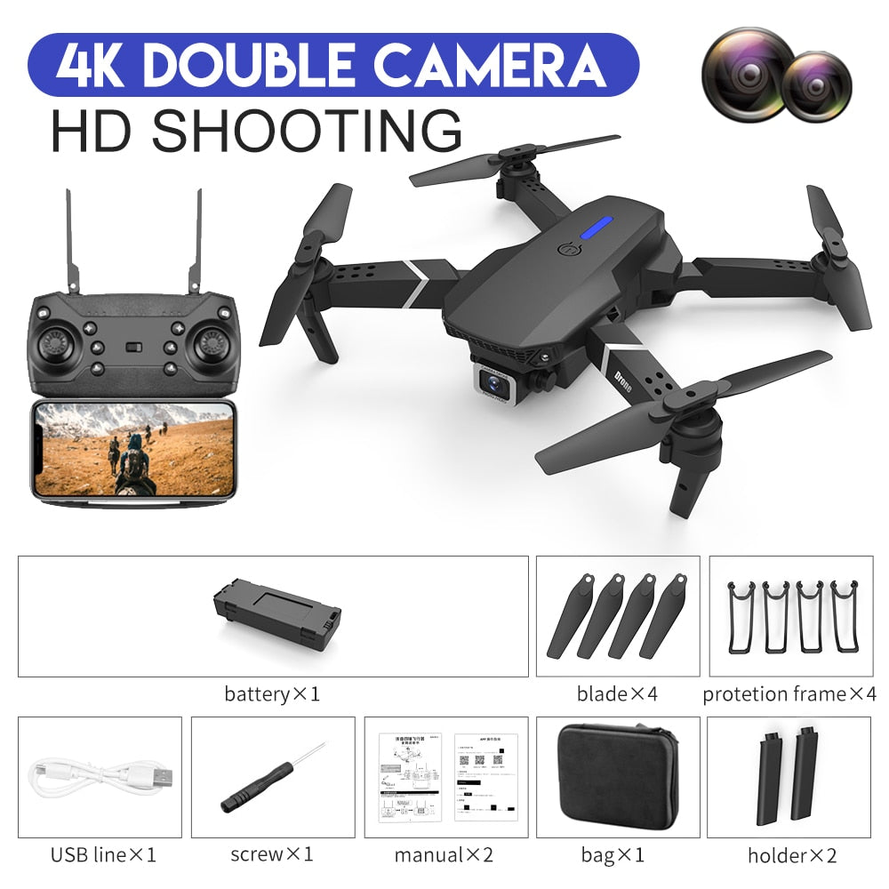 E88Pro-Dron 4K profesional con cámara HD gran angular de 2022 P.