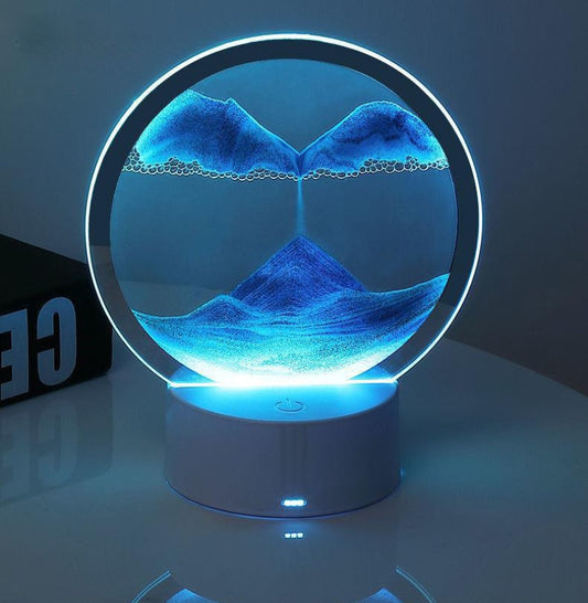 Lámpara de mesa Led con pantalla en movimiento, pintura de arena móvil colorida 3D, reloj de arena, decoración de imagen.