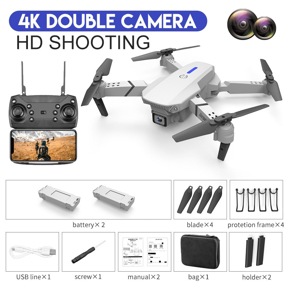 E88Pro-Dron 4K profesional con cámara HD gran angular de 2022 P.