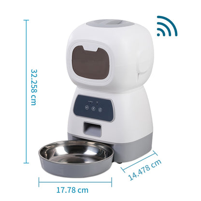 Alimentador automático para mascotas, fuente de bebida automática de 3,5 l, dosificador inteligente temporizado con aplicación WiFi.